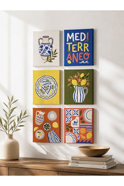 ARTAGE 6’lı Retro Modern Bohem Naif Sanat Kanvas Tablo Seti