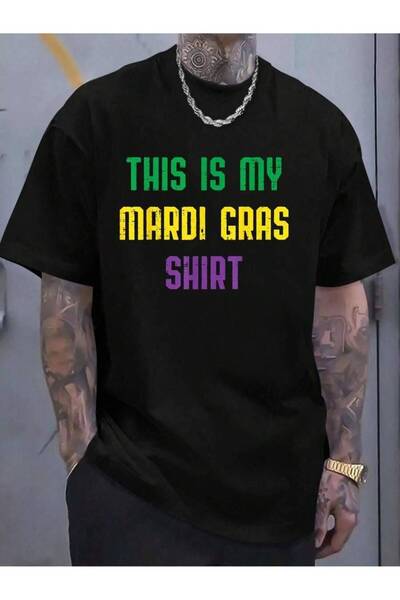 799 100% Cotton This Is My Mardi Gras Shirt Funny Outfit Men Women Men's Blac...