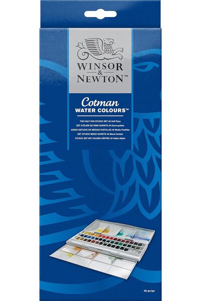 Generic Winsor & Newton Cotman Watercolor Paint Set, Studio Set, 45 Half Pan ...