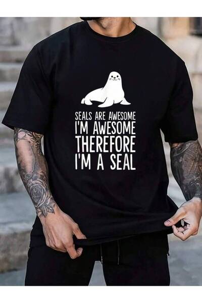 NOURAM 100% Cotton Seals Are Awesome. Awesome Therefore I'm A Seal Men's Blac...