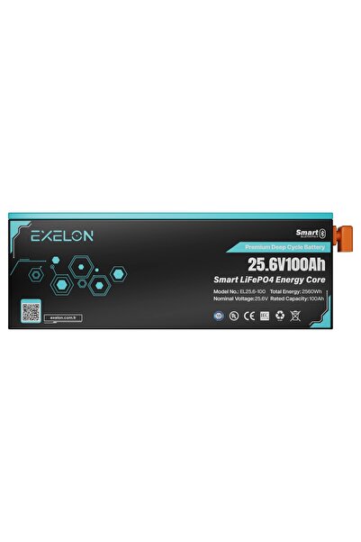 Exelon 25.6V 100AH Lifepo4 Lityum Akü | Bluetooth + LCD Ekran