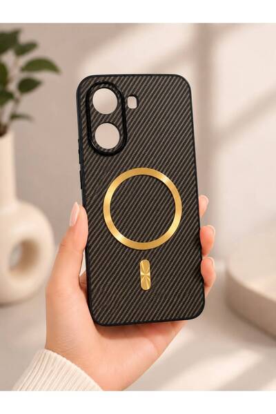 TECNOTREND Poco X7 Pro Uyumlu Telefon Kılıfı Karbon Fiber Dokulu Elektro Kapl...
