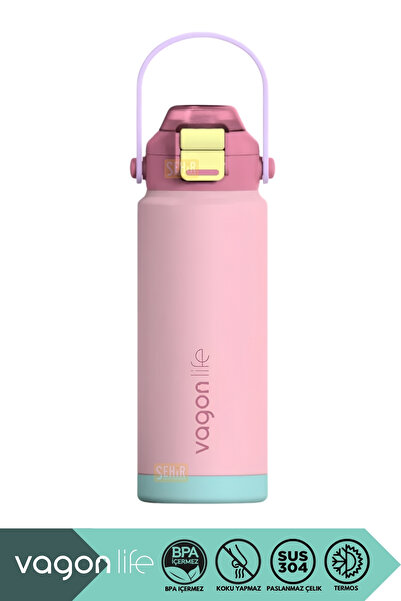 Vagonlife 750ml Yeni Koleksiyon Düz Renkli Pipetli/Pipetsiz Kullanım Kulplu K...