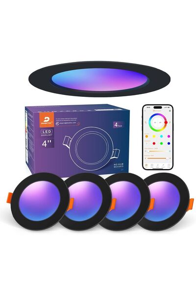 Dotail Set de 4 spoturi LED încastrate, Smart RGB+CCT, 10 W, 1000 lm, 2700K–6...