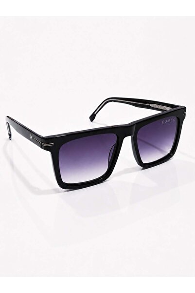 Fumes Velocity Square Sunglasses for Men & Women, Black Frame with Gradient S...