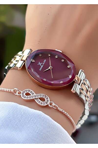 Daniel Klein New Season Burgundy Oval Case Women's Wristwatch – |   Bracelet ...