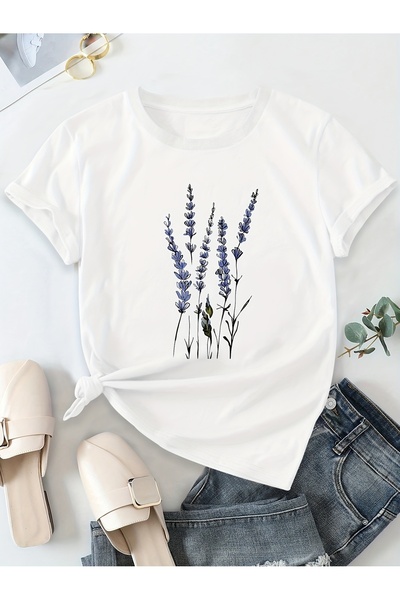 mercoledi Women's Mix Printed Crew Neck Regular Fit T-Shirt