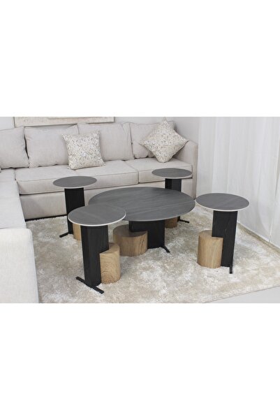 GLAMOURE HOME Wooden Multifunctional Smart Dining Table Set of 5 (Main Circul...