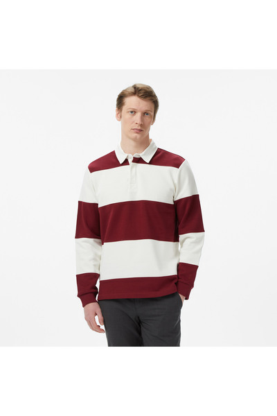 Nautica Erkek Bordo Regular Fit Çizgili Sweatshirt
