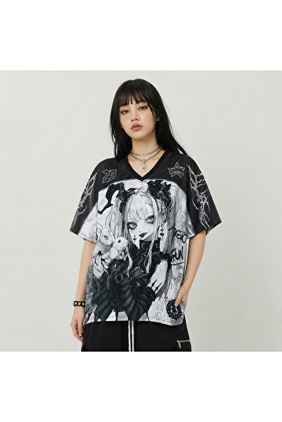 None Wear Beyaz Goth Girl Anime Magic Fun Jersey Unisex Forma