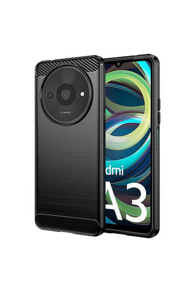 Techsuit Case for Xiaomi Redmi A3, Carbon Silicone, blue - black
