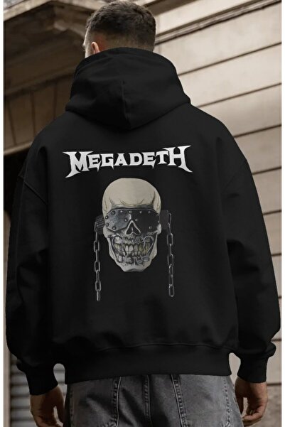 SEVBANO Hanorac premium oversize unisex cu imprimeu pe spate Megadeth Rock Me...