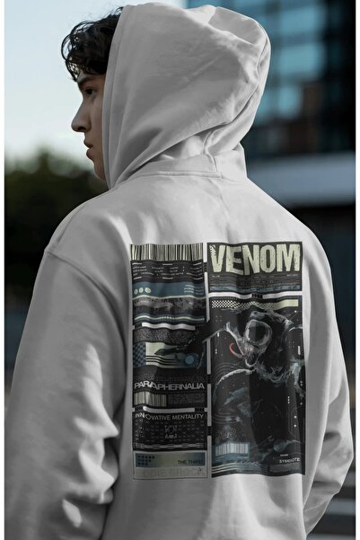 SEVBANO Hanorac premium oversize unisex cu imprimeu pe spate Venom Film Hero