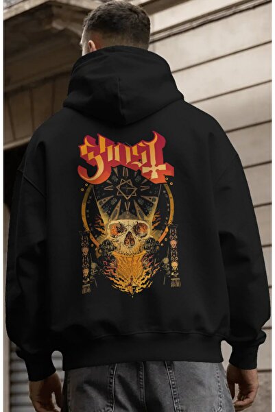 SEVBANO Hanorac premium oversize unisex cu imprimeu pe spate Ghost Rock Metal...