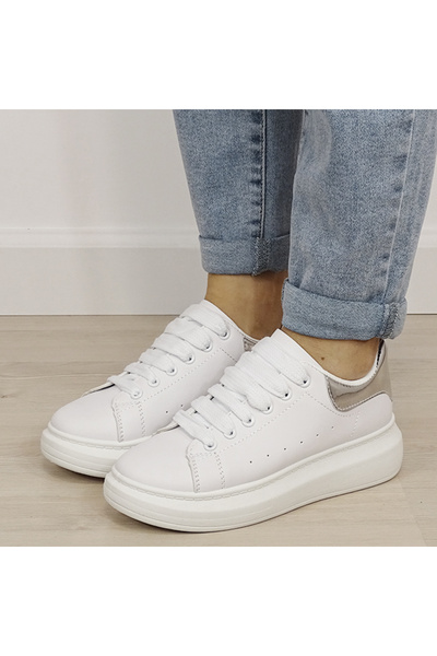 SOFILINE Adidași albi/argintii cu talpă groasă M-623 M2