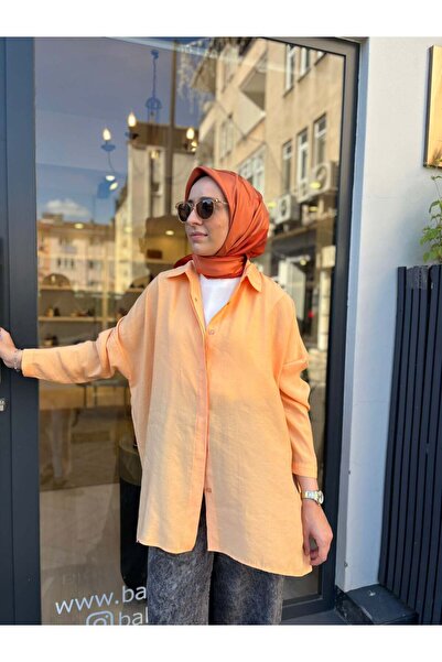 QOOQ STORE 26SS233 Yarasa Kol Kadın Gömlek Turuncu