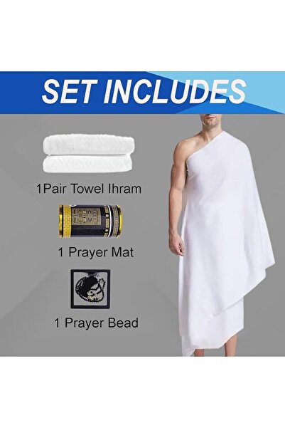 Home Smart Ihram Set for Adults| Hajj and Umrah Pilgrimage Light weight and Ultra-soft sheets, 3 Pcs