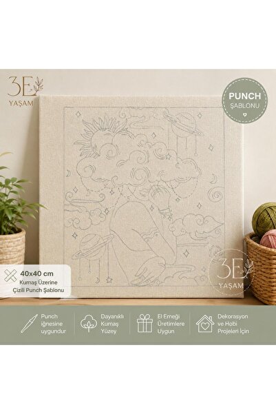 3E yaşam Diagramă de broderie cu perforare pe țesătură, 40 cm x 40 cm (doar ț...