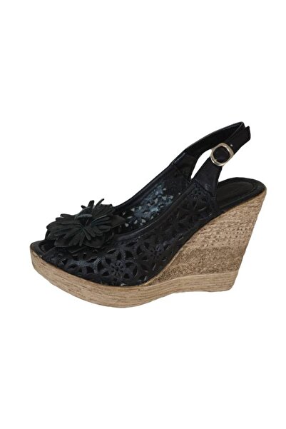 OEM Sandale casual, din piele naturala perforata, cu floare