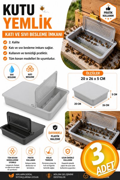 Aksaray Arıcılık Kutu Yemlik, Arı Besleme, Arı Şurupluk, Arı Yemlik 20x26x5 cm