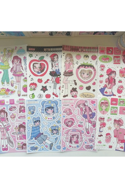 Choice8 9PCS 1/9PCS Korean Sweet Cool Girl Stickers Cute Cartoon Anime Girl S...