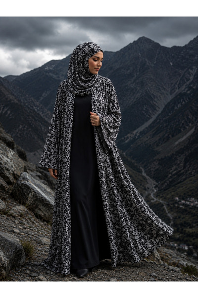Passion by rahi Floral printed double layer chiffon Abaya&Hijab