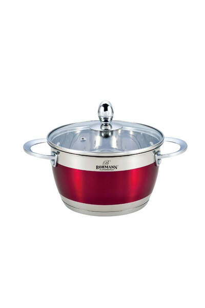 Bohmann Stainless steel saucepan, 5.9l, 24cm, heat-resistant glass lid, inclu...