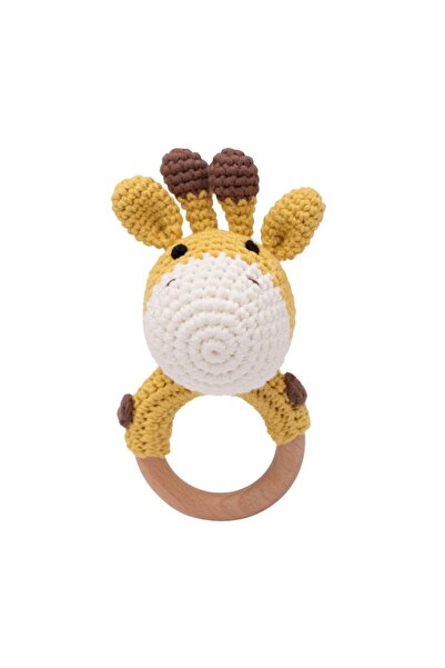 Choice10 giraffe Wooden Baby Rattle Toy Handmade Crochet Sensory Toy for Newb...