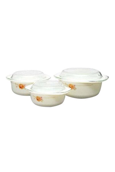 ROYALFORD 3-Piece Casserole Set White/Clear/Orange