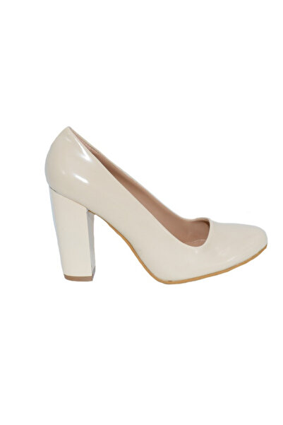 OEM Pantof de culoare ivory, model clasic cu toc inalt, stabil