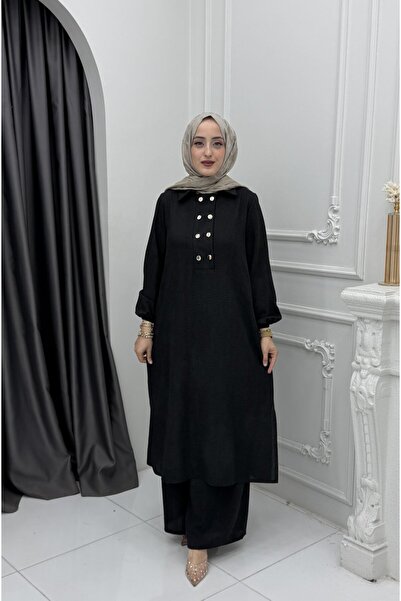 Generic Brand Melisa Women's Black Two-Piece Set Stylish Hijab Top and Bottom...