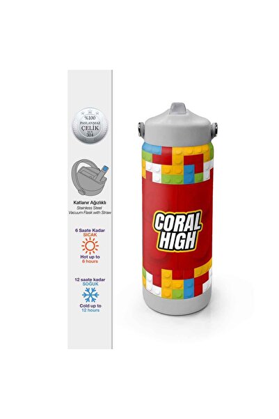 Coral High Blok Desenli Çelik Termos Matara 650 Ml 38392