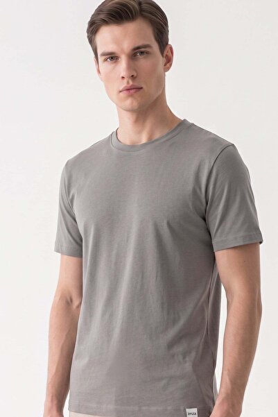 İmza Smoked Crew Neck Short Sleeve Slim Fit Cotton T-Shirt 1011265166