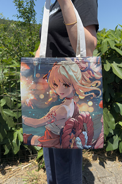 ZipZap Yoimiya Genshin Impact V2 Double-Sided Canvas Print Tote Bag Anime Bag