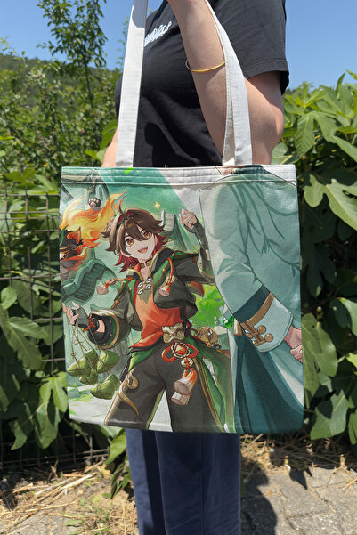 ZipZap Gaming Genshin Impact V2 Double Sided Canvas Print Tote Bag Anime Bag