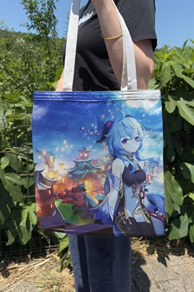 ZipZap Ganyu Genshin Impact V2 Double-Sided Canvas Print Tote Bag Anime Bag