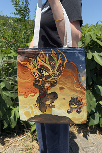 ZipZap Gaming Genshin Impact V5 Double-Sided Canvas Print Tote Bag Anime Bag