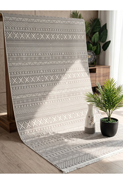bergama home Modern Etnik Motifli Bej Yıkanabilir Kilim - Salon, Antre ve Mut...