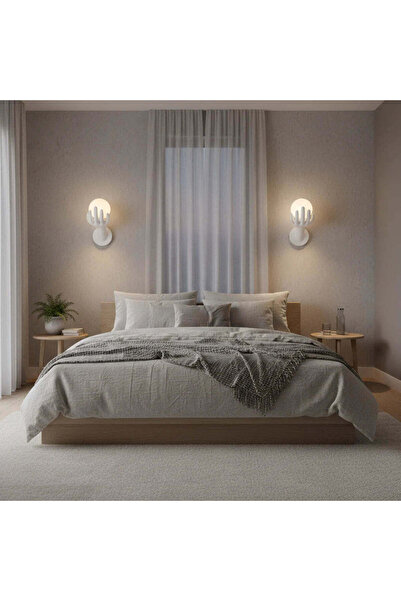 OEM Aplica LED Decorativa MANO, 15x30cm, 1xE27, Sticla si Resina, Alb