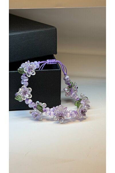 Gioriz Atelier Violet Bloom | El Yapımı Gül ve Kristal Detaylı Ayarlanabilir ...