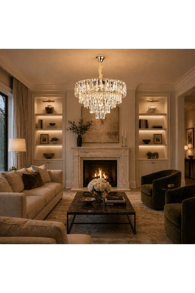 OEM VALMONT Eleganza Crystal Chandelier 8xE14, D50 cm, Χρυσό, Ρυθμιζόμενο ύψο...