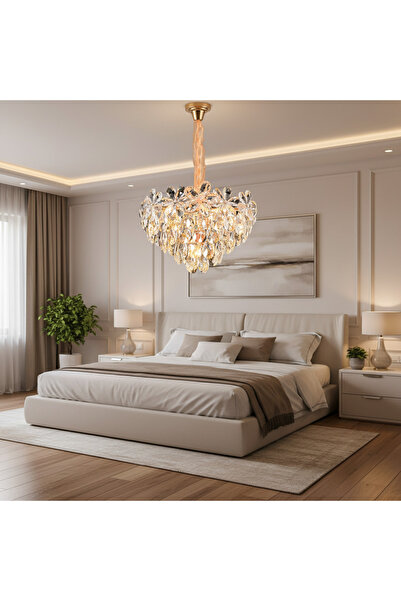 OEM Κρυστάλλινος πολυέλαιος, Eleganza 7xE14, Διάμετρος 40cm, Γυαλιστερό Χρυσό...