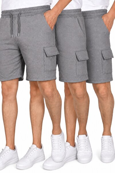 SURMARİ Set de 3 pantaloni scurți unisex, confortabili, cu buzunare cargo