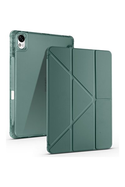 Huawei Matepad 11.5 (2025) ile Uyumlu Tri-Folding Kılıf - Entegre Kalem Bölmeli, 4 Farklı Açılı Katlanabilir Standlı, Darbe Emici Pu Deri Tablet Kılıfı