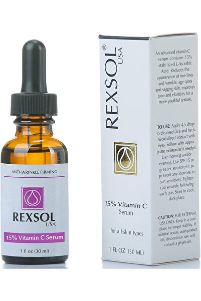REXSOL Natural Anti-Wrinkle Anti-Oxidant Serum 15% Vitamin C With Hyaluronic ...