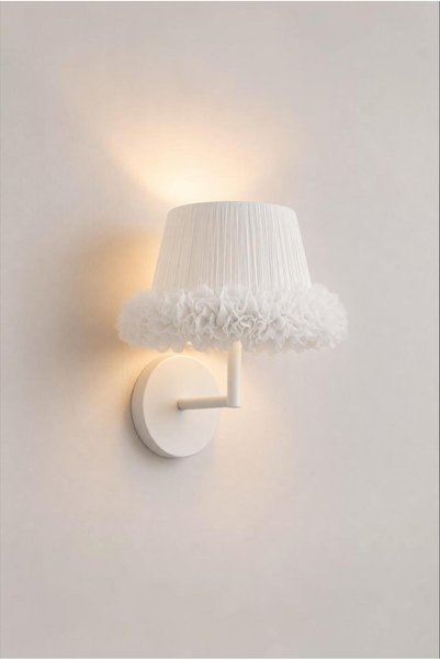 Elizim Home Lighting Tütü Masal White Ruffled Wired Wall Sconce – Decorative Lighting for Children's Room and Bedroom