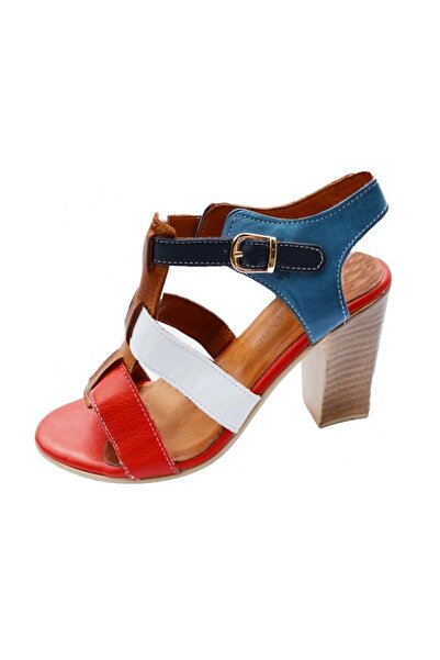 OEM Sandale casual, din piele naturala, cu toc de 8 cm