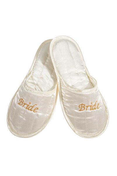 Amaryllis Slippers Γυναικεία νυφική σατέν παντόφλα δωματίου ιβουάρ Νύφη Ελληνική