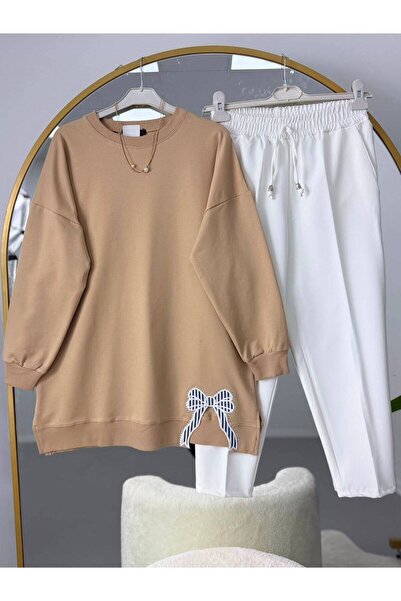 EC MODA Ribbon Embroidered Hijab Tunic and Pants Set