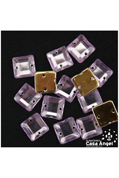 Deniz Party Store 1 Cm Lila Kare Plastik Dikme Taş Boncuk 50 ADET